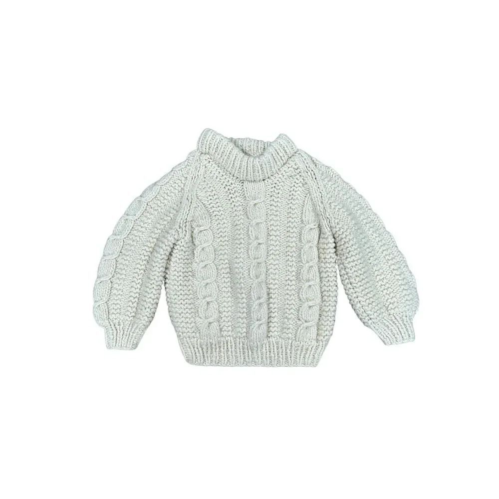Vintage Flaherty Import Kennebunkport Handknit Wool Sweater 2T Fisherman Cream